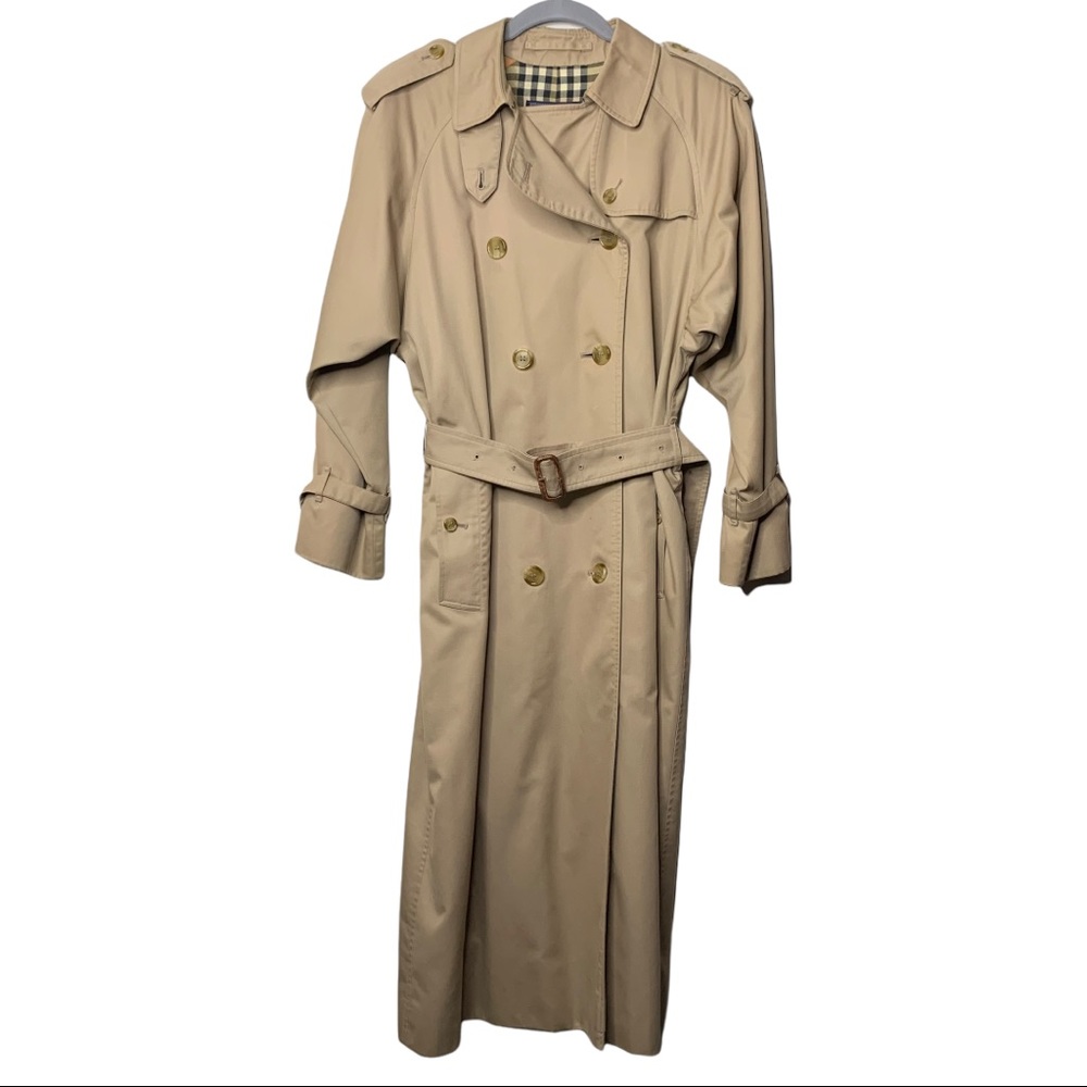 Vintage Burberry Trench Coat Khaki Plaid Jacket